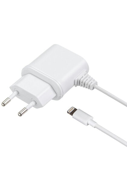 Συμπαγής φορτιστής ρεύματος - Apple Lightning, 1 A, MFI, σταθερό καλώδιο φόρτισης, Λευκό