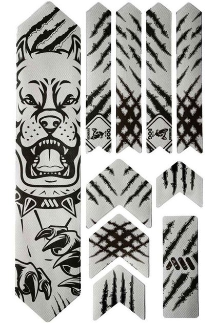 Ayı Temalı Bisiklet Kadro Koruma Sticker Seti 22x30 cm – Siyah Beyaz MTB Çıkartma