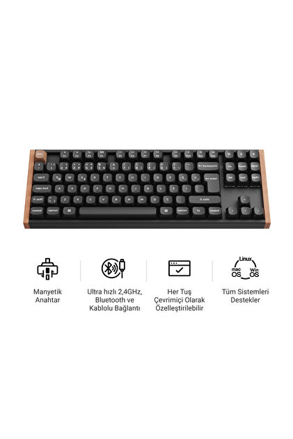 Keychron K8 HE Kablosuz Gateron Çift Raylı Manyetik Anahtar Özel