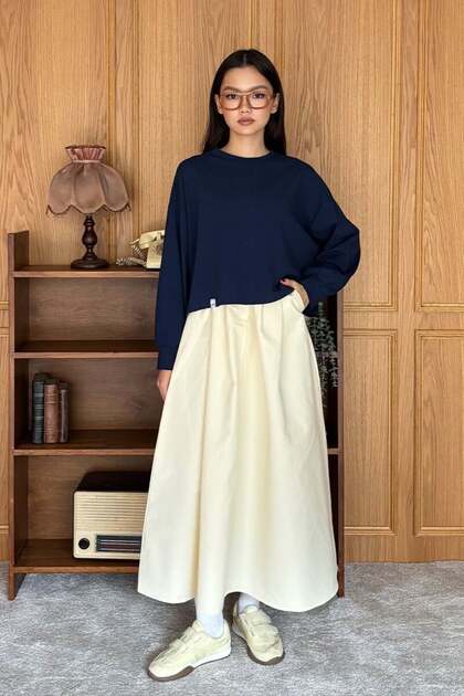 Butter Yellow Linen Single Button Skirt