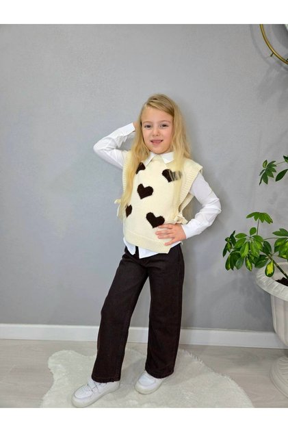 Girls' Heart-Detail Sweater 3-Piece Set