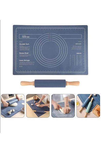 2-Piece Silicone Baking Mat Set, Nonstick Food Grade Dough Rolling Mat with Measurement, 40x60 CM