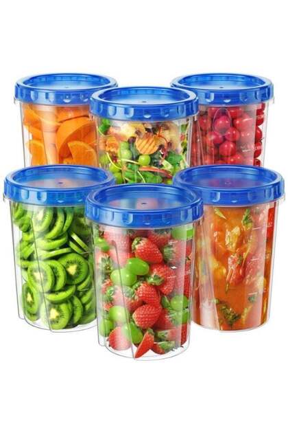 6-Pack Food Storage Containers, 34oz Plastic with Twist-Top Lids, BPA-Free, Reusable, Leakproof