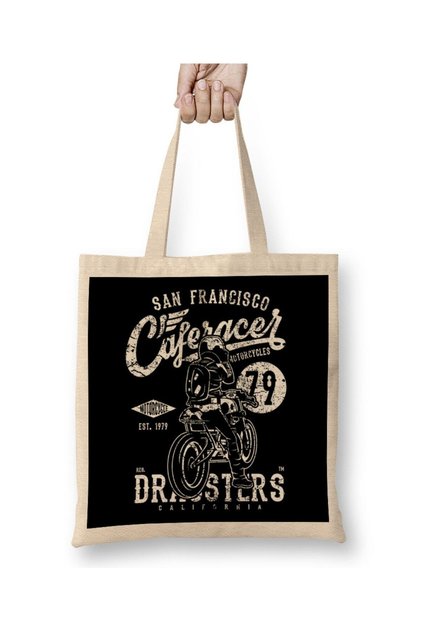 San Francisco Cafe Racer Motorcycle Dragsters Tote Bag Long Handle