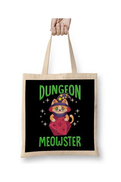 Funny Dungeon Meowster Tote Bag Long Handle