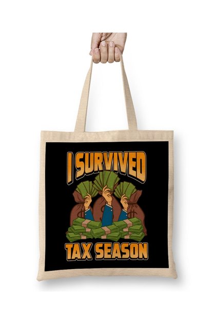 Funny Accounting I Survived Tax Season Accountant Cloth Bag Long Handle