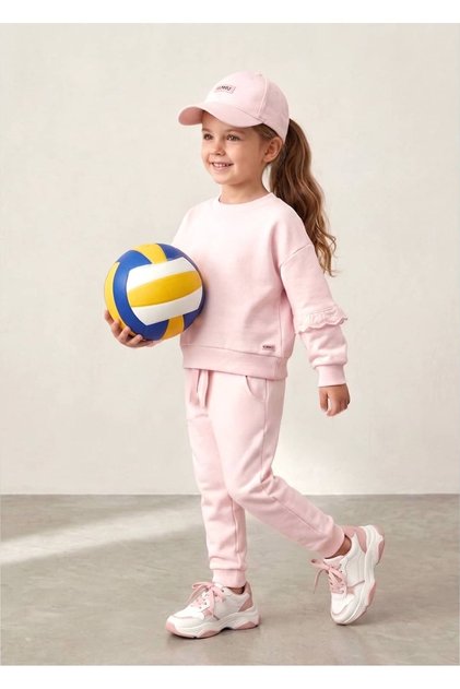 Organic Pink Winter Little Girl's Sweatpants