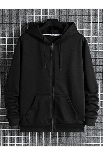 Fermuarlı Kapüşonlu Oversize Sweatshirt
