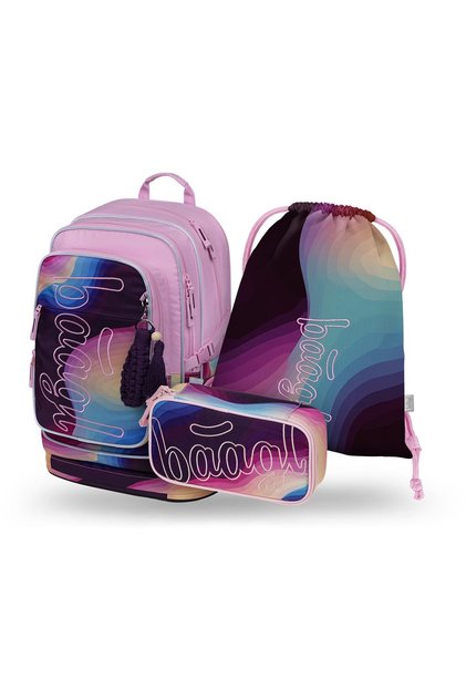 Set rucsac școlar 3 piese: Rucsac, Penar, Sac, Cubic Lyra, fete, 29L, Roz