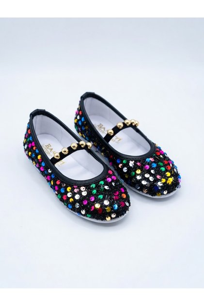 Sparkly Sequined Girls' Ballerina Shoes | Golden Buckle Princess Style Shiny Mary Jane