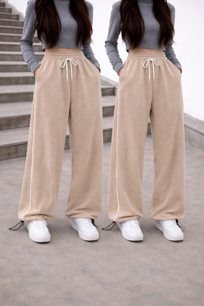 حزمة من قطعتين من بدلة رياضية Harajuku Zip Detail قصة فضفاضة