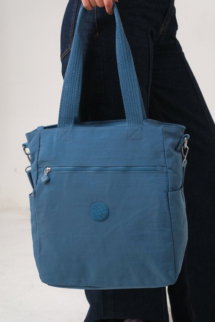 Elovina Blue Women's Multi-Compartment Waterproof Crinkle Daily Crossbody and Shoulder Bag