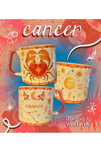 Cancer Yengeç Burcu Özel Tasarım Burç Kupa Bardak Fincan