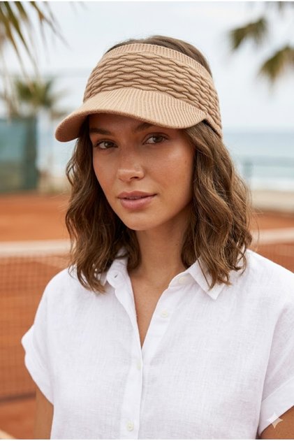 Premium Milk Coffee Knitted Knitwear Visor Hat Flexible Structure Breathable Sports Tennis Sunshade