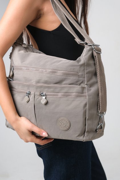 Women's Mink Multi-Compartment Waterproof Crinkle Daily Backpack Crossbody Hand and Shoulder Bag