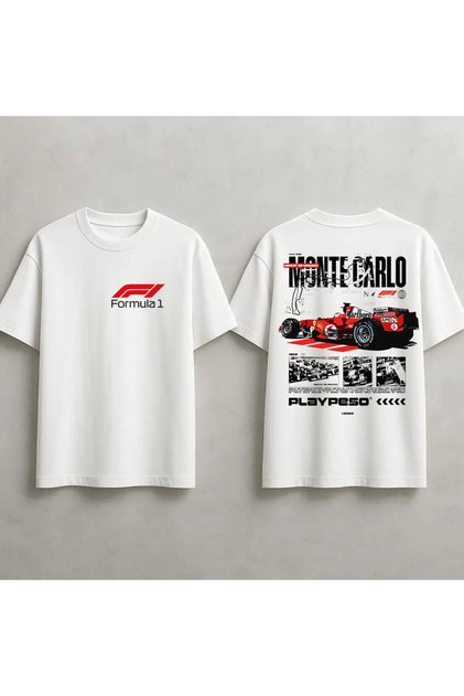 Formula 1 Baskılı Unisex %100 Pamuklu Oversize T-shirt
