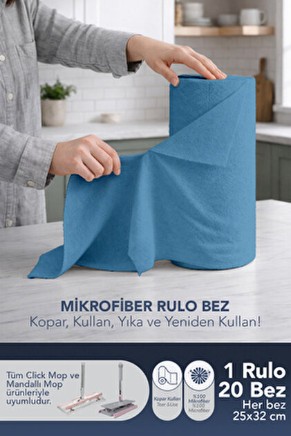 Lavine Click Mop Asansörlü Mekanizma 32cm ”4XL Kullan At Bezler