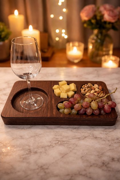 Solid Wood Presentation Tray – Coffee, Beer, Wine, Breakfast & Snack Plate | Premium Handmade