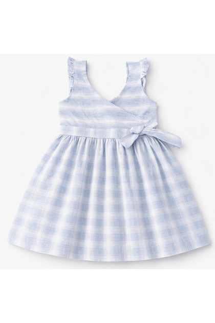 Lika Girl's Tiril Loose Linen Hair Bandana Dress Blue Mdy3009- Trendyol