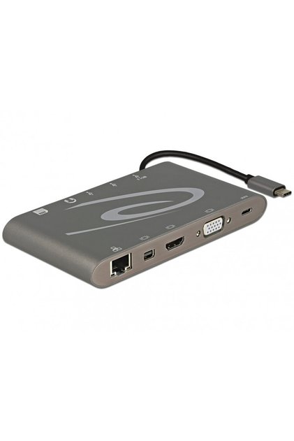 Stație de andocare USB 3.1 tip C 4K (Gigabit, Mini DP, HDMI, VGA, USB 3.0, mufă audio, slot micro SD/SD)