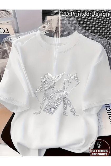 Şemsiyeli Parlak Karakter Baskılı Premium Oversize T-shirt
