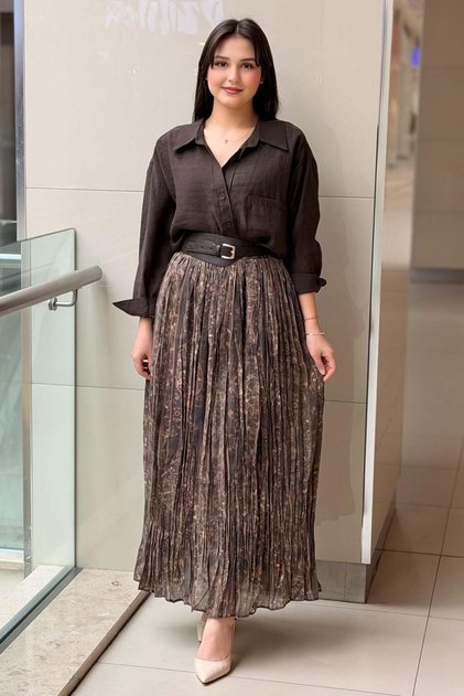 Pleated Patterned Skirt