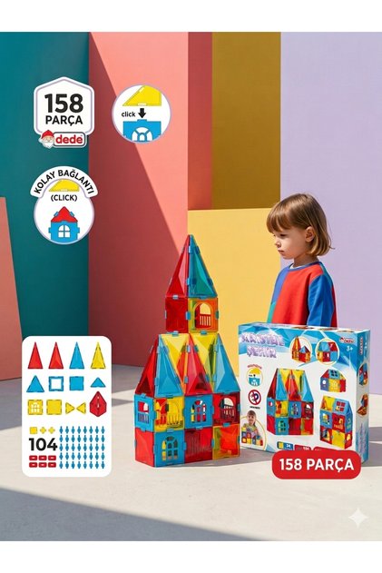 Kristal Şehir 158 Parça Eğitici Yapım Blokları Seti - Şeffaf Renkli Kolay Bağlantı