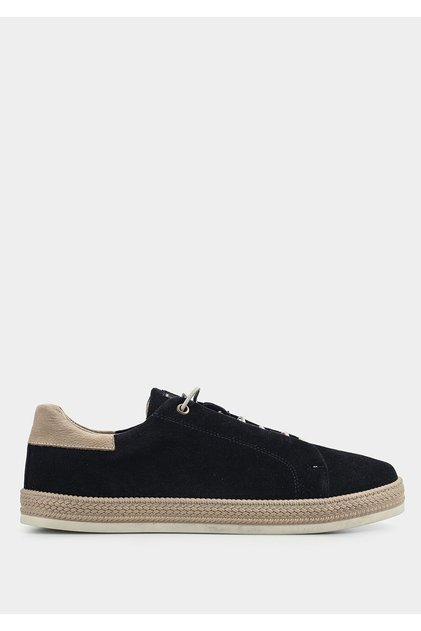 Navy Blue Leather Men's Sneakers