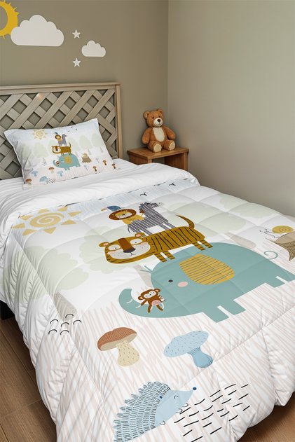 Friendship Tower Patterned Single Duvet and Pillowcase