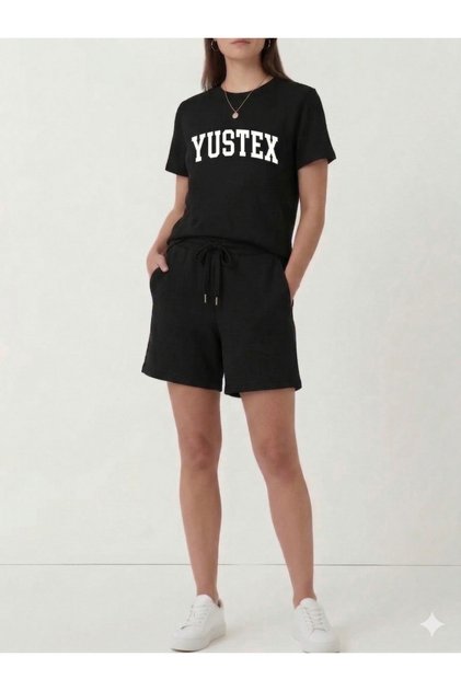 Shorts - Women's Black Oversize Relaxed Fit High Waist Lace-Up Casual Shorts