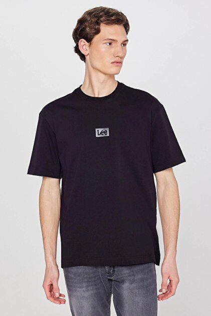 Lee L2520302001 Tricou negru pentru bărbați, cu logo, croială