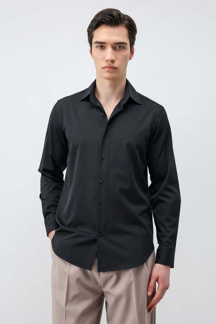 Black Comfort Slim Men's Shirt