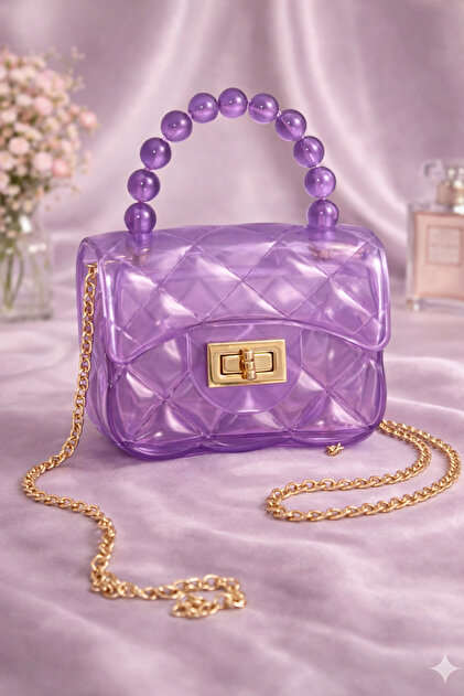 Purple Transparent Chain Strap Cross Shoulder Bag Women Teenage Girls Children Baby Gift