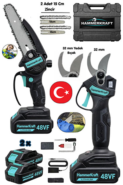HAMMERKRAFT 2 Li Set 36 V 5 Ah 2x Akülü Çelik Şanzuman 2Pala 2