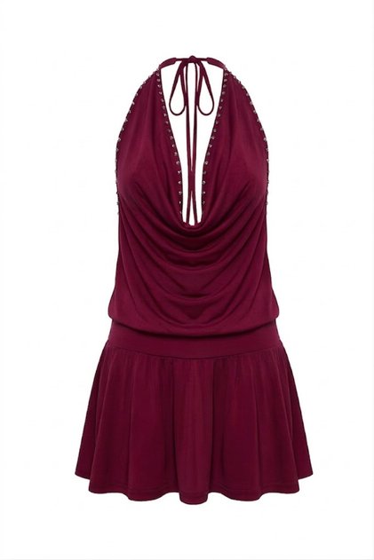 Degaje Yaka Zimba Detailed Short Dress (Decollete Can Be Adjusted)