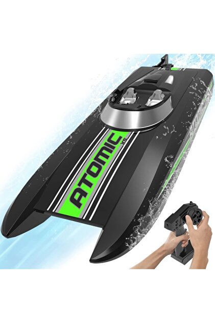 Barcă telecomandată VolantexRc ATOMIC XS, complet echipată, viteză 30km/h, 272mm, negru cu verde