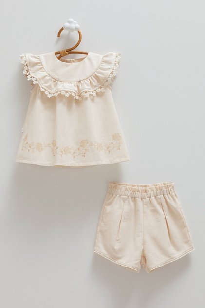 Mini Lady Shorts Two-Piece Set for Ages 3-18 Months - Beige