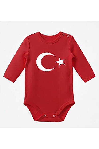 venüsdijital Ayyıldız Türkiye Baskılı Kırmızı Bebek Zıbın Body venüsdijital Ayyıldız Türkiye Baskılı Kırmızı Bebek Zıbın Body