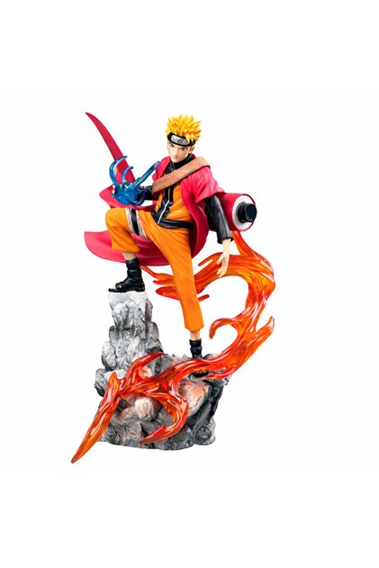Figurină Naruto Uzumaki cu Rasengan și efect de flacără, Statuetă anime Naruto Shippuden, Obiect de colecție