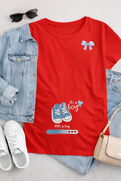 It's a Boy Printed Maternity T-Shirt Oversize Cotton Relaxed Fit Mom T-Shirt