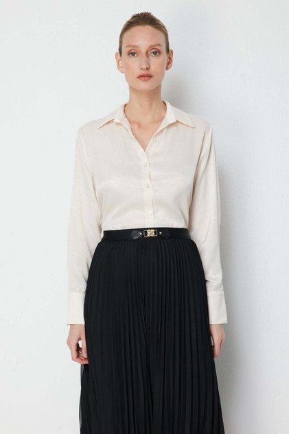 Fabric Patterned Polo Collar Shirt