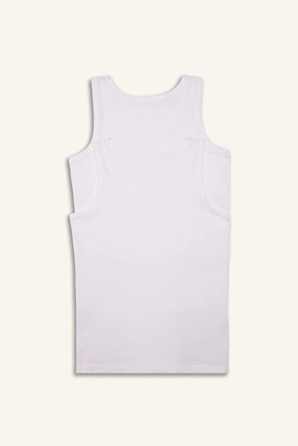 V4445A6Wt34 White 100% Cotton 2-Piece Undershirt for Boys