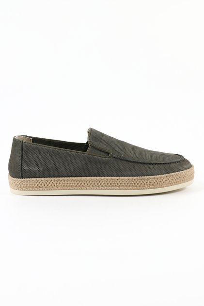 Genuine Nubuck Leather Khaki Color Loafer Men's Shoes - 263960-1