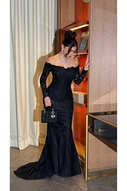 HOOR DRESSES Luxurious Black Evening Dress Made of High-End Lace- Trendyol HOOR DRESSES Luxurious Black Evening Dress Made of High-End Lace- Trendyol