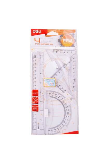 Set de geometrie transparent din 4 piese