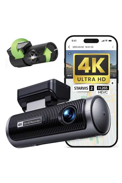 4K Ultra HD автомобилна DVR камера с WiFi, GPS, 2160P G-сензор, преден + заден запис с включен комплект кабели