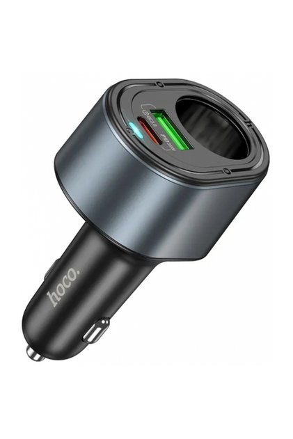 HOCO Z56 Зарядно за кола, 35W, 3A, 1 x USB-A - 1 x USB-C - 1 x Удължител за запалка, Черен