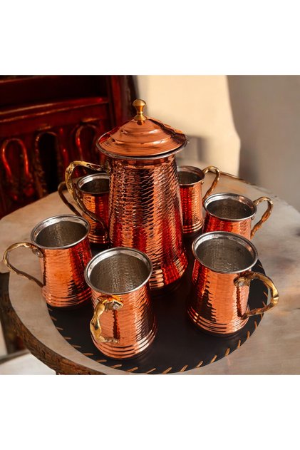 Bakır sürahi bardak seti lüks