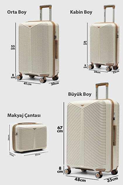 Mypolo Bilbao 4'lü Valiz Seti: Kırılmaz PP Makyaj+Kabin+Orta+Büyük