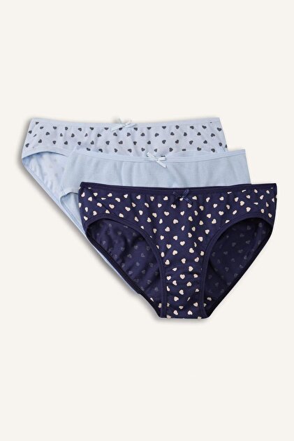 Patterned Ribbed 3-Piece Slip Panties for Girls H0812A826Sp